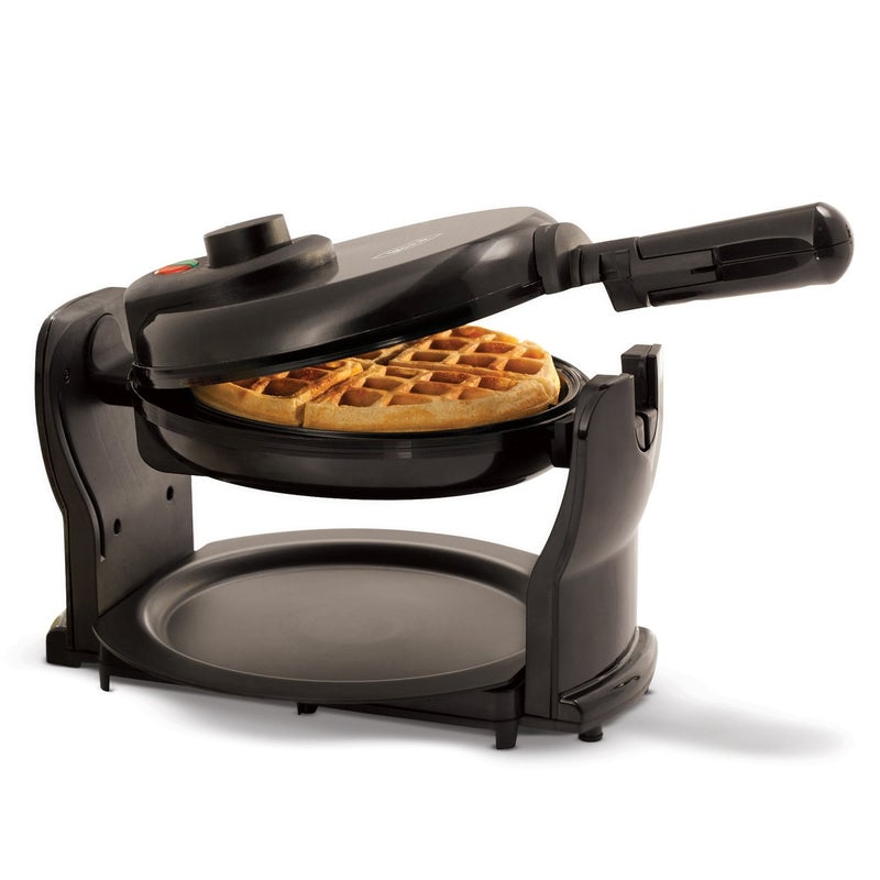 Bella BELLA Classic Rotating Belgian Waffle Maker with Nonstick Plates Removable Drip Tray Adjustable Browning Control and Cool Touch Handles Black 