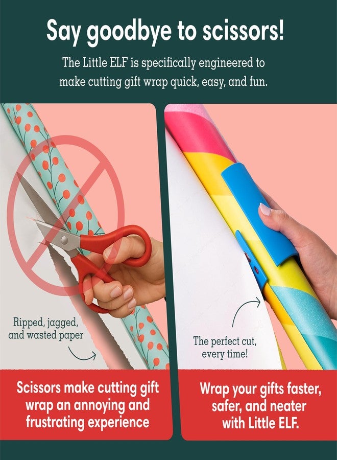Little ELF Wrapping Paper Cutter (2-Pack, As seen on Shark Tank, Christmas Wrapping Paper Cutter, Made in USA, Holiday Gift Wrap Cutter Tool, - Image 3