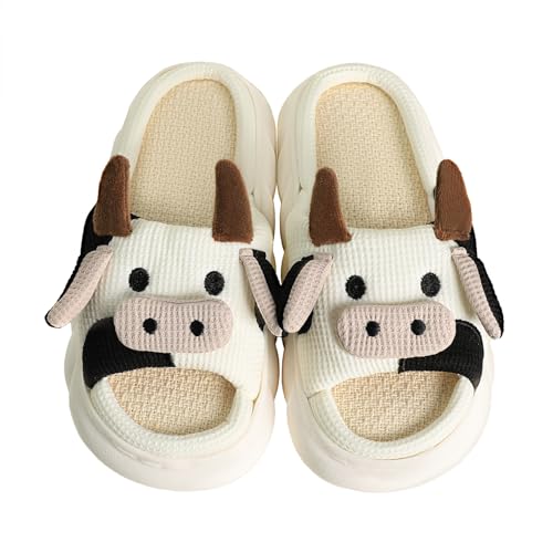 Gaolinci Cartoon Cow Slippers, Indoor Outdoor Slippers for Women (US 11-12) - Image 1