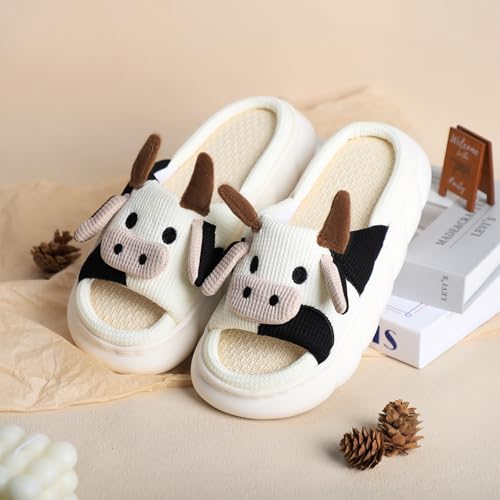 Gaolinci Cartoon Cow Slippers, Indoor Outdoor Slippers for Women (US 11-12) - Image 4