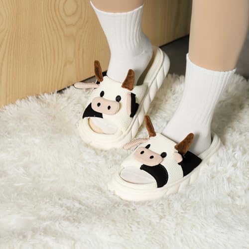 Gaolinci Cartoon Cow Slippers, Indoor Outdoor Slippers for Women (US 11-12) - Image 5