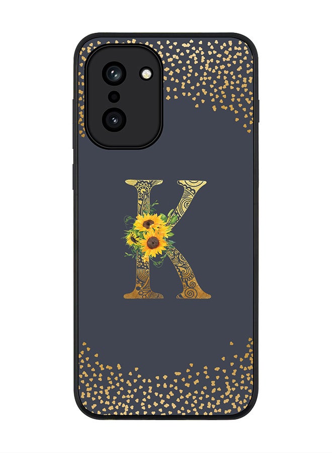 For OnePlus 15R Case,Slim fit Camera Protection, Shockproof Thin Phone cover  - Custom Floral Monogram - K  (Grey )