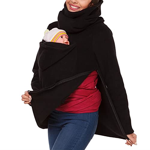 amropi Women's Kangaroo Sweatshirt for Mom and Baby Carrier Maternity Coat Fleece Jacket Black,S - Image 5