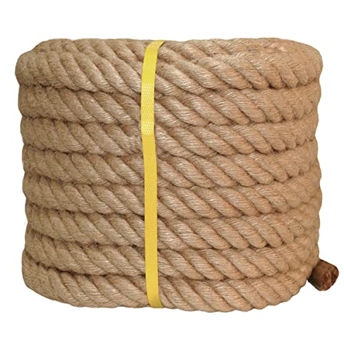 YUZENET Twisted Manila Jute Rope (1 Inch x 50 Feet) Natural Thick Hemp Rope for Crafts, Nautical, Railing, Hammock, Decorating - Image 1