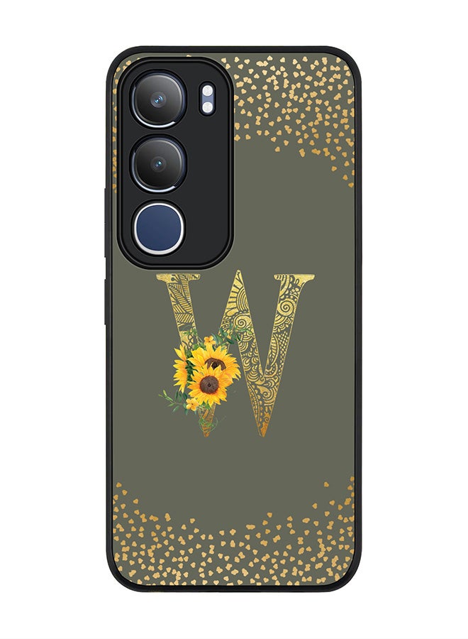 Stylizedd For vivo Y19s / Y19s Pro Case,Slim fit Camera Protection, Shockproof Thin Phone cover  - Custom Floral Monogram - W  (Olive Green )