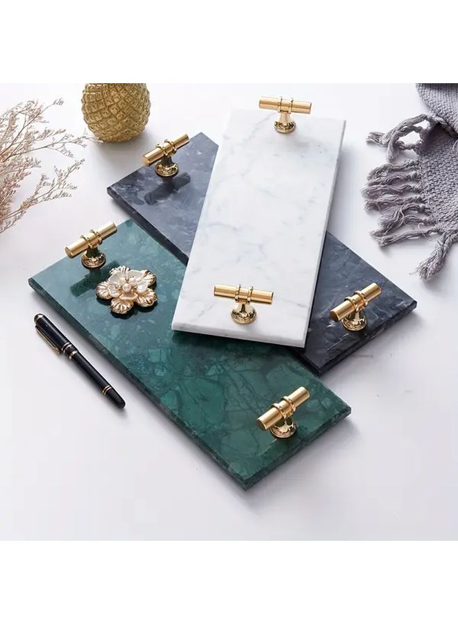 Natural Stone Green Decorative Serving Tray With Golden Handles Polished Finish 11 8x4 72 Inch For Jewelry Display Makeup Organizer And Bathroom Accessory Holder - Image 4