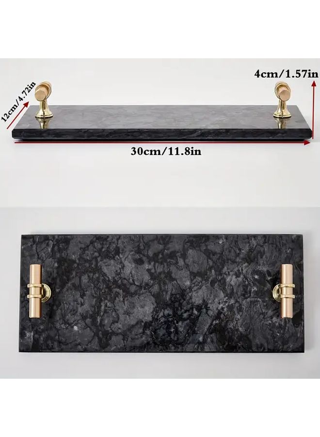 Natural Stone Green Decorative Serving Tray With Golden Handles Polished Finish 11 8x4 72 Inch For Jewelry Display Makeup Organizer And Bathroom Accessory Holder - Image 3