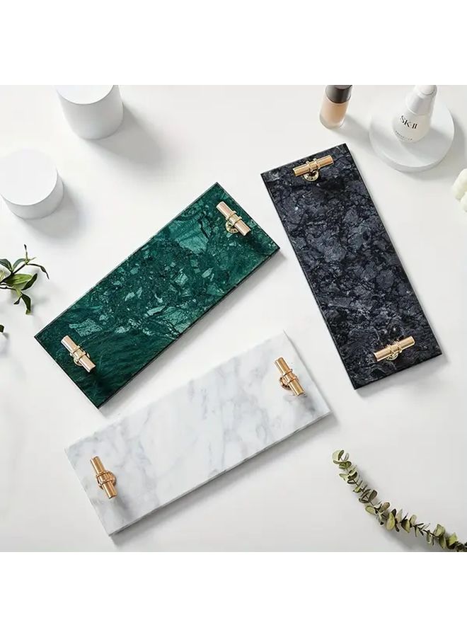 Natural Stone Green Decorative Serving Tray With Golden Handles Polished Finish 11 8x4 72 Inch For Jewelry Display Makeup Organizer And Bathroom Accessory Holder - Image 5