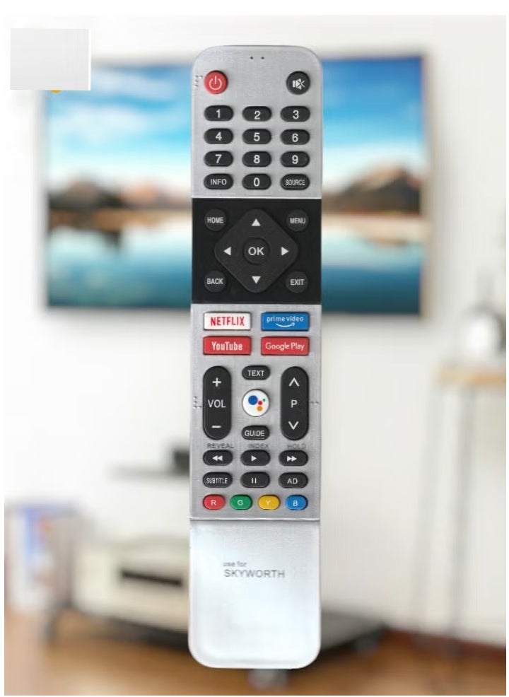 Skyworth Smart TV Remote Control for Android TV | Universal Replacement Remote with Netflix, Prime Video, YouTube, and Google Play Hot Keys (No Voice) - Image 1