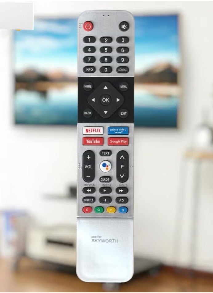 Skyworth Smart TV Remote Control for Android TV | Universal Replacement Remote with Netflix, Prime Video, YouTube, and Google Play Hot Keys (No Voice) - Image 2
