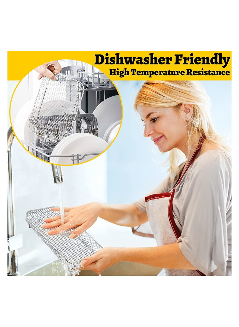 كابتن تيك Stainless Steel Air Fryer Rack Set 3 Pcs Perfect for Ninja Dual Basket Fryers Includes Clips and Elevated Feet for Optimal Cooking - Image 4