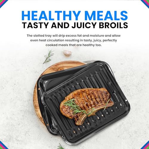 Bagean Broiler Pan for Oven Nonstick Porcelain Coated - 16.75” x 12.75” Frigidaire 5304494997 Replacement Broiling Pan for Oven With Rack For up to 550° F - Broiler Pans Circulate Heat and Drains Fat - Image 5