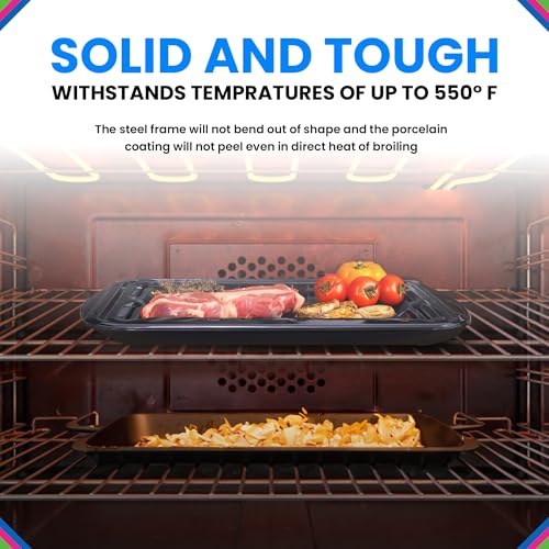 Bagean Broiler Pan for Oven Nonstick Porcelain Coated - 16.75” x 12.75” Frigidaire 5304494997 Replacement Broiling Pan for Oven With Rack For up to 550° F - Broiler Pans Circulate Heat and Drains Fat - Image 3