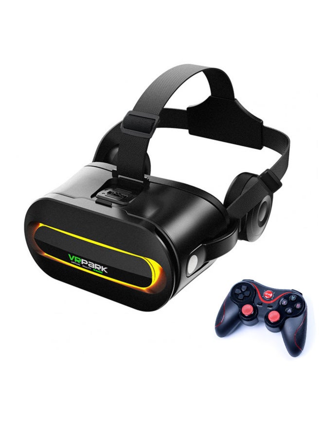 Wireless VR Headset Box VRPARK J60 High Definition Smart Glasses One Piece Machine Popular Entertainment Social Plastic Glasses-Color:J60 Black X3 Handle - Image 1