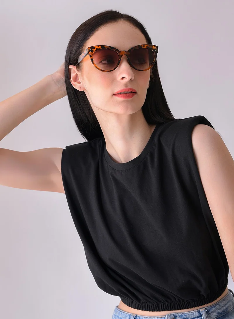Haute Sauce Black Lens Brown Cateye Sunglasses