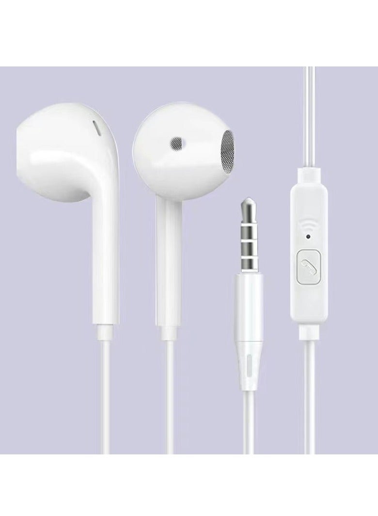 In-ear headphones 3.5mm wired headphone with microphone subwoofer headphone white - Image 1