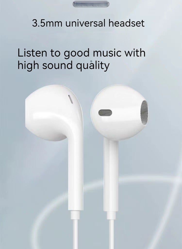 In-ear headphones 3.5mm wired headphone with microphone subwoofer headphone white - Image 3