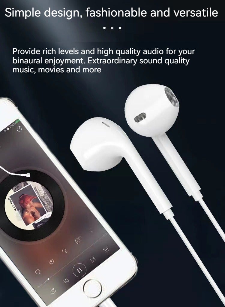 In-ear headphones 3.5mm wired headphone with microphone subwoofer headphone white - Image 2