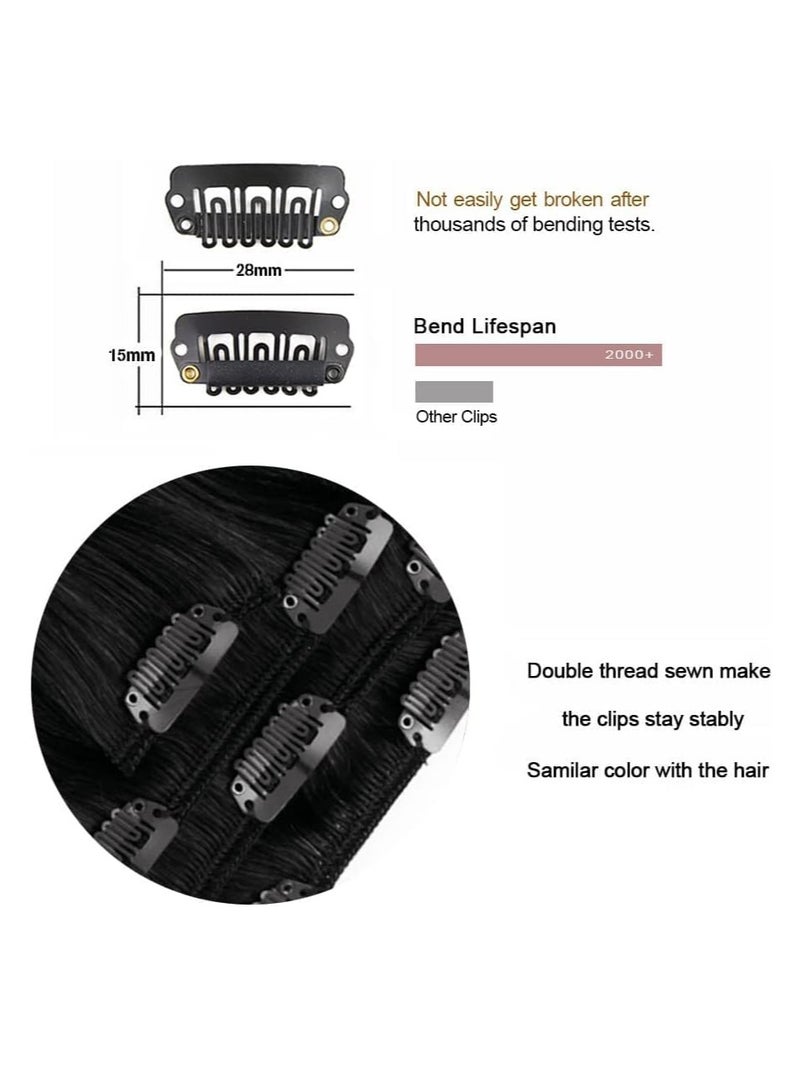 إستيل وصلات شعر بشرية بمشبك أسود مستقيم على وصلات شعر ريمي وصلات شعر طبيعية للمرأة والفتاة أسود طبيعي 100 جرام/4 قطعة/المجموعة - Image 3