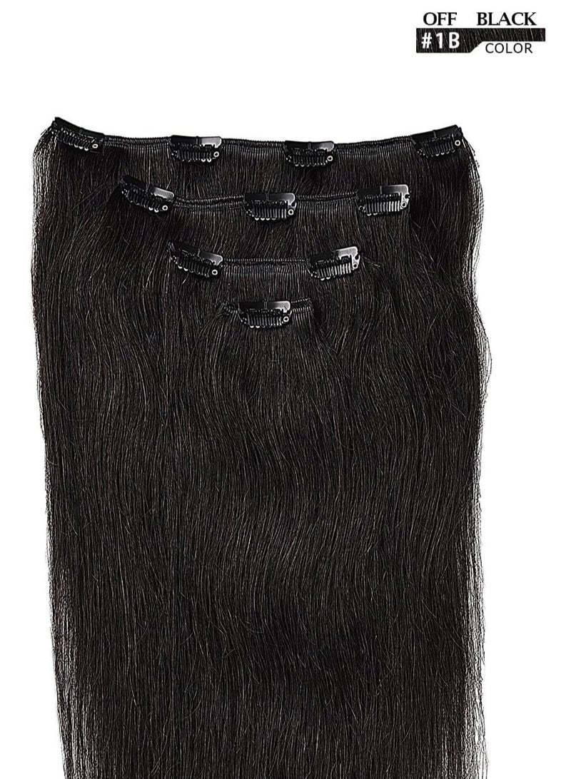 إستيل وصلات شعر بشرية بمشبك أسود مستقيم على وصلات شعر ريمي وصلات شعر طبيعية للمرأة والفتاة أسود طبيعي 100 جرام/4 قطعة/المجموعة - Image 2