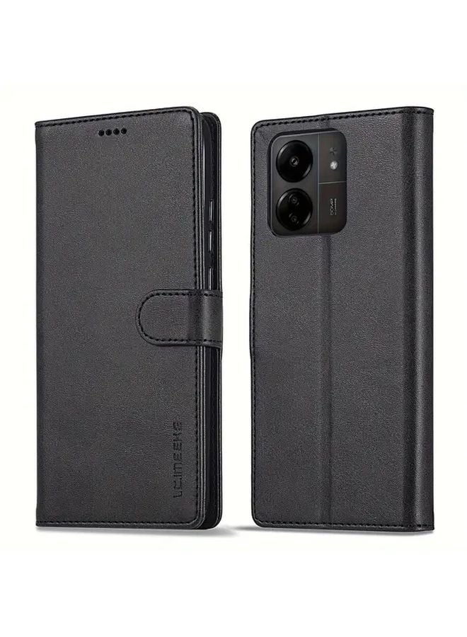 Rose Red PU Leather Flip Wallet Phone Case For Redmi Note 13 Pro 5G Cover - Image 4