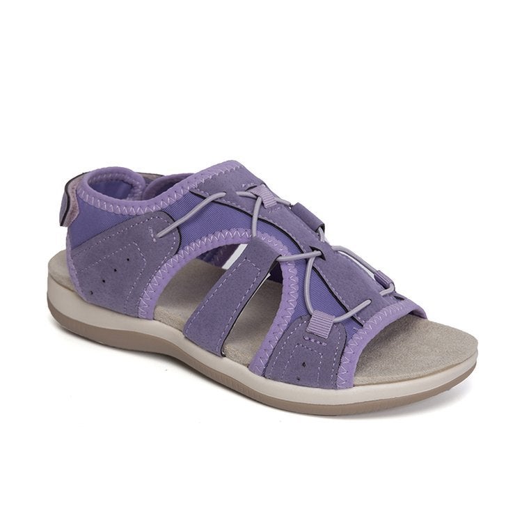 2021 New Roman Wedge Sandals Round Toe Velcro Large Size Beach Solid Color Casual Roman Sandals - Image 1