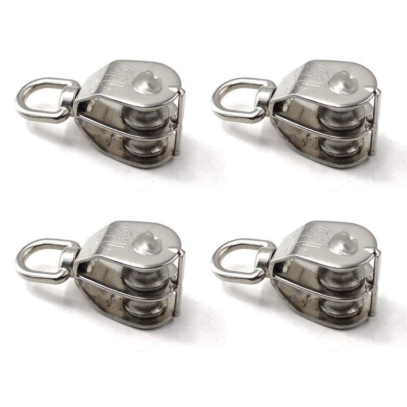 Flomore M15 Wire Rope Double Pulley Block 304 Stainless Steel Roller Pulley Bearing Roller Pack of 4 Loading:35KG - Image 5