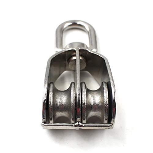 Flomore M15 Wire Rope Double Pulley Block 304 Stainless Steel Roller Pulley Bearing Roller Pack of 4 Loading:35KG - Image 3