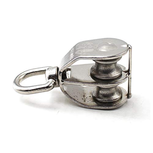 Flomore M15 Wire Rope Double Pulley Block 304 Stainless Steel Roller Pulley Bearing Roller Pack of 4 Loading:35KG - Image 2