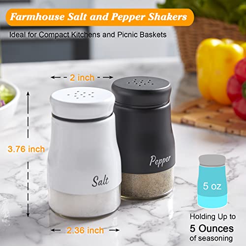 Bivvclaz Salt and Pepper Shakers Set, Bivvclaz 5 Ounce Salt and Pepper Dispenser with Glass Bottom, Cute Salt and Pepper Shakers for Modern Home Kitchen Decor, Easy Filling - Image 2