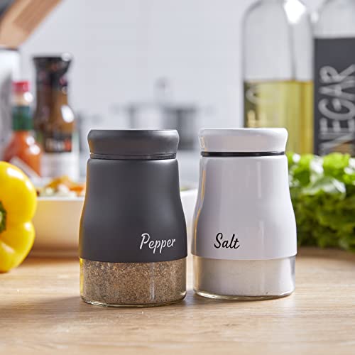 Bivvclaz Salt and Pepper Shakers Set, Bivvclaz 5 Ounce Salt and Pepper Dispenser with Glass Bottom, Cute Salt and Pepper Shakers for Modern Home Kitchen Decor, Easy Filling - Image 5