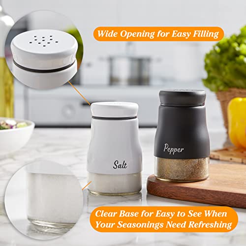 Bivvclaz Salt and Pepper Shakers Set, Bivvclaz 5 Ounce Salt and Pepper Dispenser with Glass Bottom, Cute Salt and Pepper Shakers for Modern Home Kitchen Decor, Easy Filling - Image 3