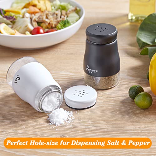 Bivvclaz Salt and Pepper Shakers Set, Bivvclaz 5 Ounce Salt and Pepper Dispenser with Glass Bottom, Cute Salt and Pepper Shakers for Modern Home Kitchen Decor, Easy Filling - Image 4