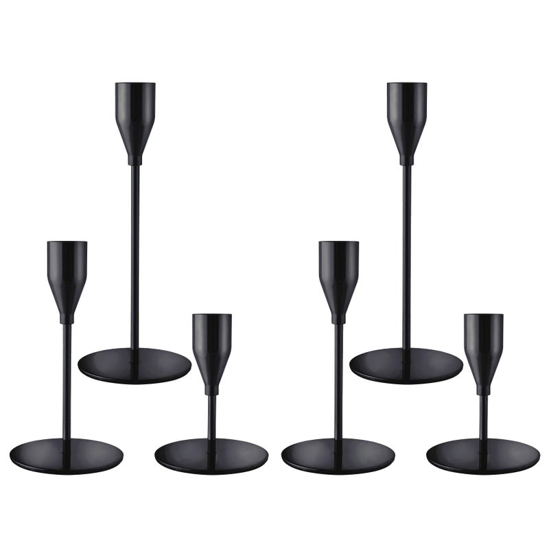 ECHFSM Black Taper Candle Holders for Wedding Table Centerpiece,Tall Taper Candlestick Holders Bulk Set of 6,Metal Candle Stick Holder Decor for Table or Mantel Centerpiece, Dinning, Party Home Decor - Image 1
