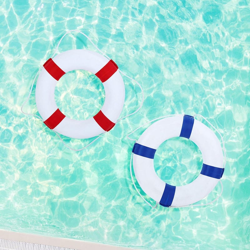 cheekyglo Foam Swim Rings - Swimming Pool Life Ring Buoy with Perimeter Rope for Kids, Blue Red Lifering Swimming Pool Safety Life Preserver with Perimeter Rope - Image 5