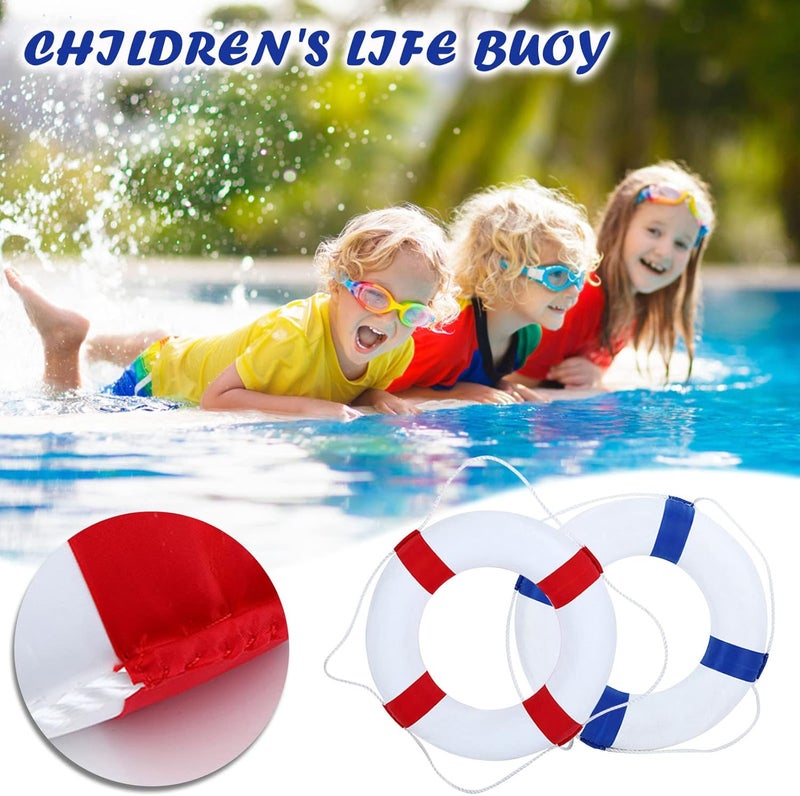 cheekyglo Foam Swim Rings - Swimming Pool Life Ring Buoy with Perimeter Rope for Kids, Blue Red Lifering Swimming Pool Safety Life Preserver with Perimeter Rope - Image 2