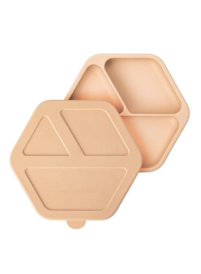 Tiny Twinkle Silicone Suction Baby Plate, Suction Grip Divided Dish for First Foods and Self-Feeding Toddlers, Baby Led Weaning Supplies for Independent Eating (Sand Plate with Lid) - Image 1