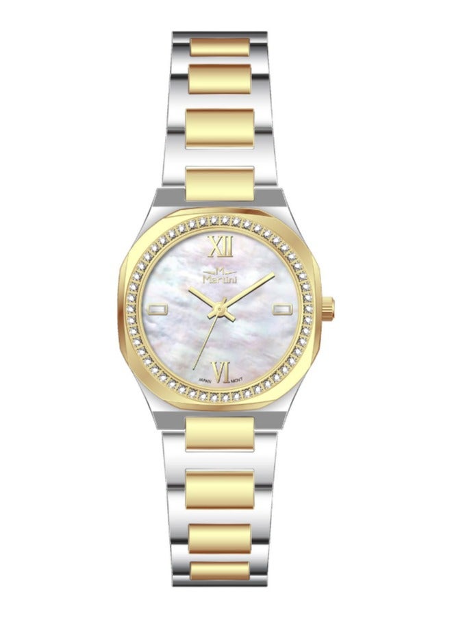 مارتيني ساعة مارتيني النسائية الأنيقة مينا فضي أنيق وسوار من الستانلس ستيل مقاومة للماء مثالية للارتداء الكاجوال والرسمي - Image 1