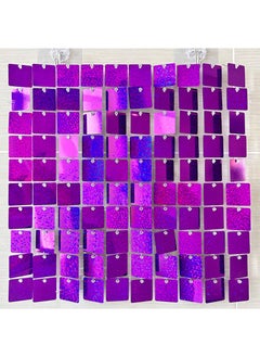 Generic 1 x 5 pcs Square Sequin Wall Panel Gatesby Wedding Decor Laser purple jx-1123 