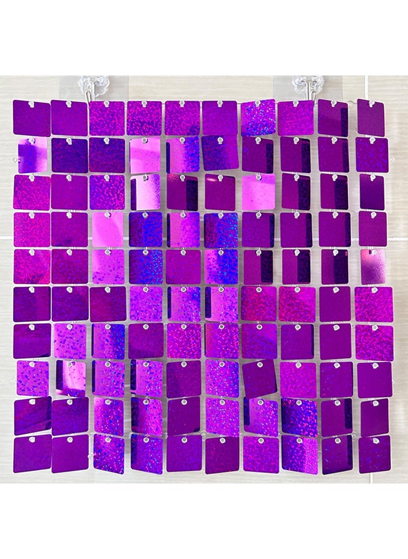 Generic 1 x 5 pcs Square Sequin Wall Panel Gatesby Wedding Decor Laser purple jx-1123 