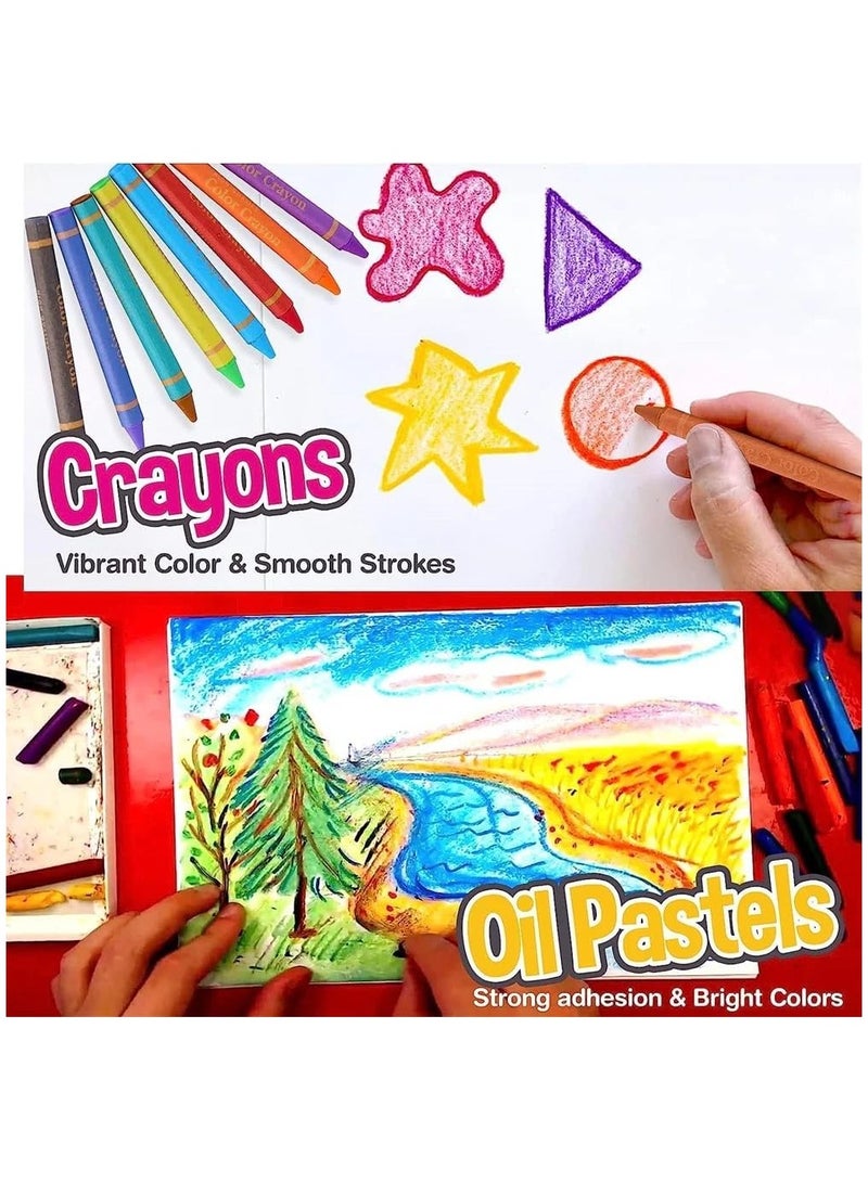 VUCATIN 208 PCS Drawing Art Kit Art Supplies Gifts for Girls Boys Teens Art Set Crafts Case with Double Sided Trifold Easel Includes Watercolor Pens Oil Pastels Crayons Colored Pencils (Blue) - Image 5