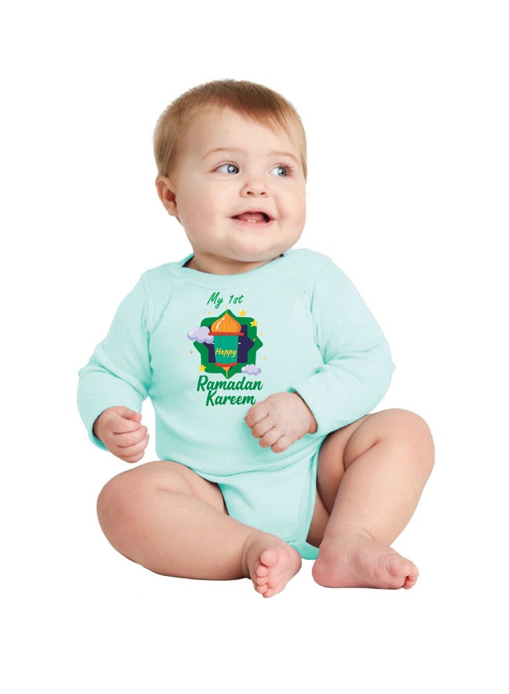 PRINTSHOP4ME My First Ramadan Kareem Outfit - Romper for Newborn Babies - Long Sleeve Cotton Baby Romper for Baby Boys and Girls - Celebrate Baby's First Ramadan  - Image 1