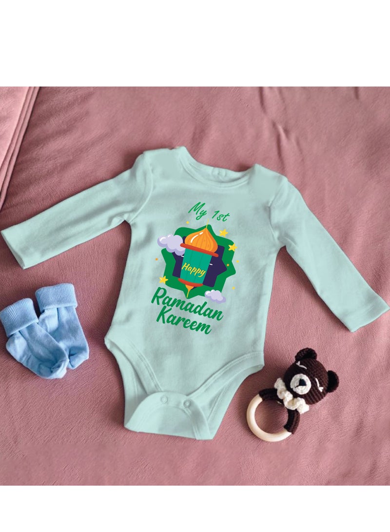 PRINTSHOP4ME My First Ramadan Kareem Outfit - Romper for Newborn Babies - Long Sleeve Cotton Baby Romper for Baby Boys and Girls - Celebrate Baby's First Ramadan  - Image 3