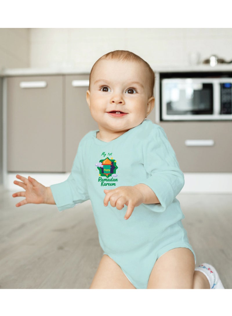PRINTSHOP4ME My First Ramadan Kareem Outfit - Romper for Newborn Babies - Long Sleeve Cotton Baby Romper for Baby Boys and Girls - Celebrate Baby's First Ramadan  - Image 4