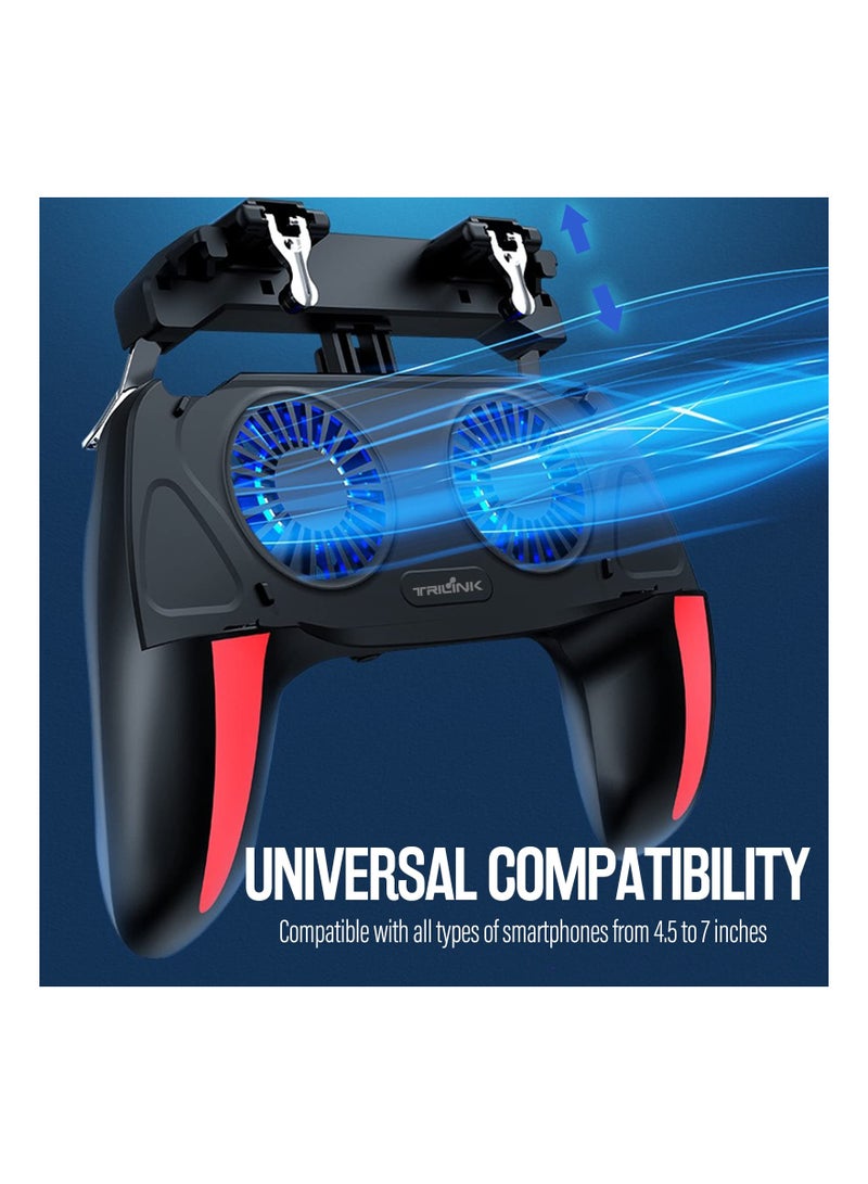 Captaintech Mobile Game Controller with 5000mAh Power Bank & Cooling Fan, Phone Game Controller with L1R1 Triggers Joystick for PUBG/Call of Duty/Fortnite, Phone Gaming Grip Gamepad for 4.7-7 Android iOS Phone  - Image 4