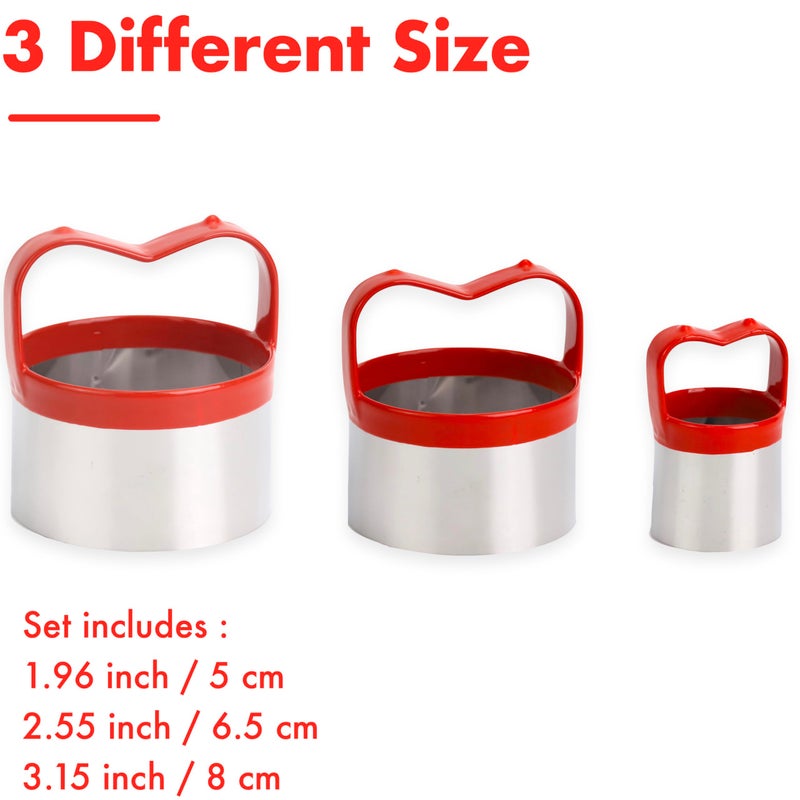 COOKIEQUE 3Pcs Round Cookie Cutters with Handle, Circle Biscuit Cutter for Baking, Dough Cutter, Metal Cookie Cutters, Coated and Soft PVC for Protection - Image 5