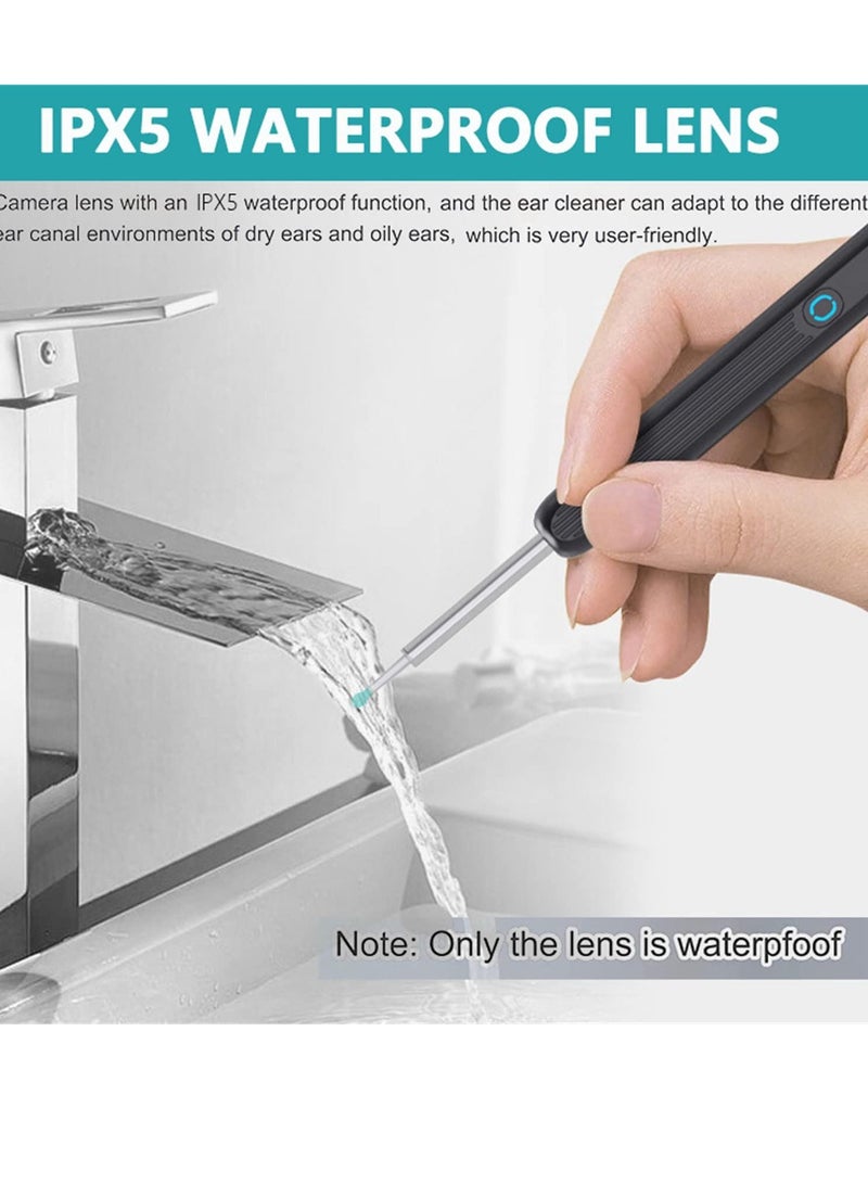 Arabest Ear Wax Removal, Wi-Fi Visible Wax Elimination Spoon with 4 Soft Silicone Ear Scoops and 8 black ear spoons, Wireless Ear Endoscope 1296P HD with LED Light for iPhone, iPad, Android Phones (Black)  - Image 3