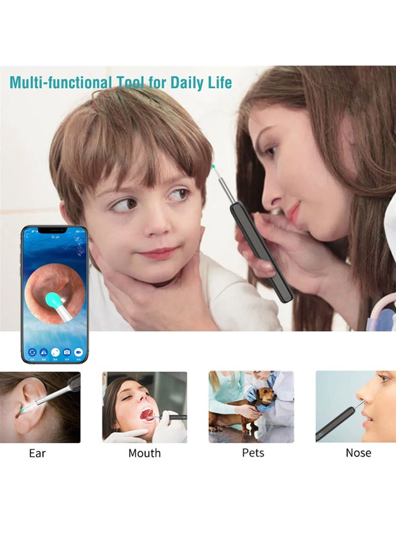 Arabest Ear Wax Removal, Wi-Fi Visible Wax Elimination Spoon with 4 Soft Silicone Ear Scoops and 8 black ear spoons, Wireless Ear Endoscope 1296P HD with LED Light for iPhone, iPad, Android Phones (Black)  - Image 2