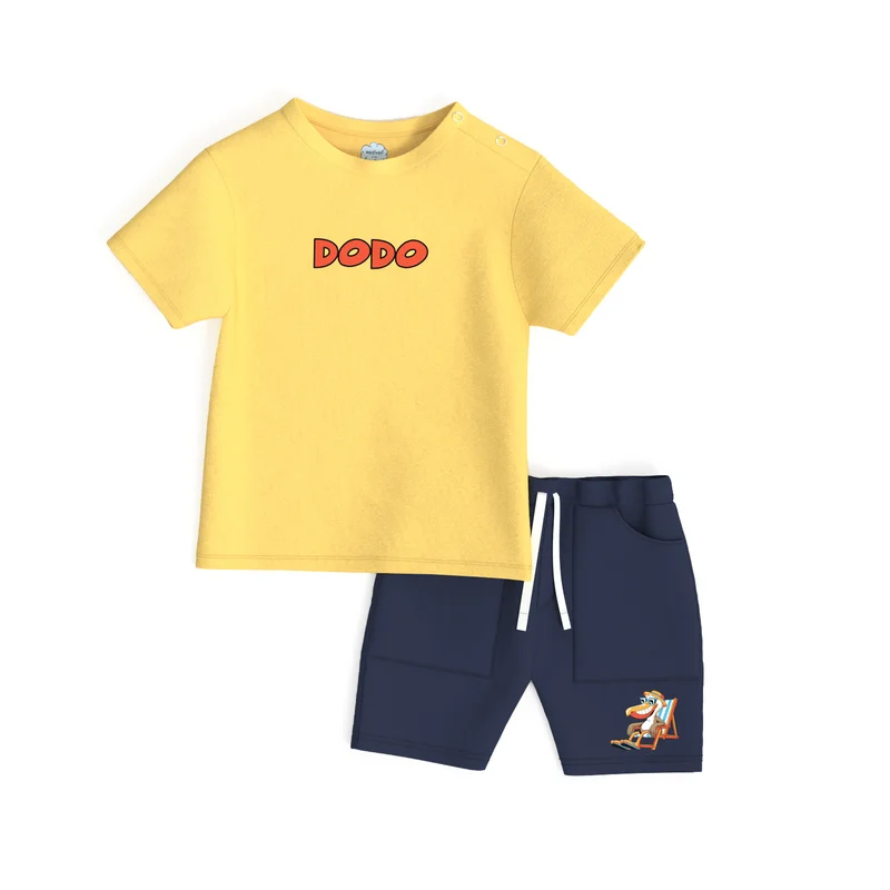 Nautinati Nautinati Boys’ Beach Print Cotton T-shirt with Shorts | Boys’ Tee and Shorts Set for 3 – 24 Months | Boys’ Co-ords