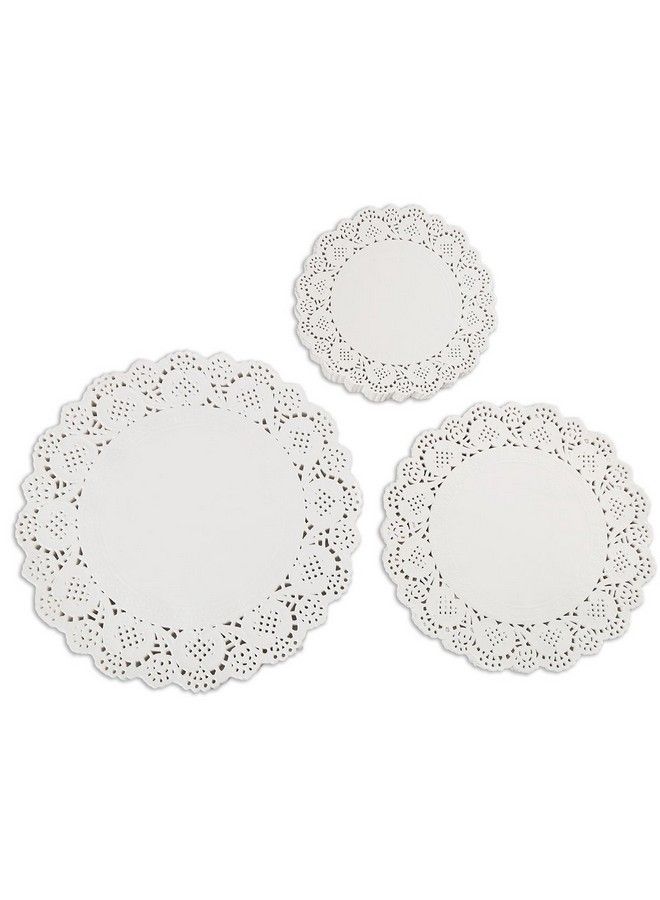 Decora 180 Pieces White Round Paper Lace Doilies For Birthday Party And Wedding Tablewear Decoration 3.5Inch4.5Inch5.5Inch - Image 1
